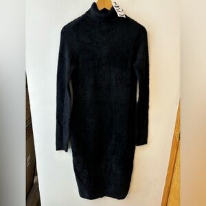 NWT Revolve LPA Black Fuzzy Midi Dress Long Sleeve